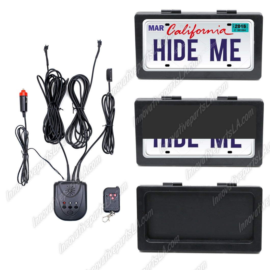 Powered Remote Curtain Stealth License Frame Plate Front/Rear Cover Hideaway