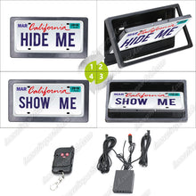 Load image into Gallery viewer, Powered Remote Stealth Hide Away License Plate Flipper Switcher Changer Front/Rear
